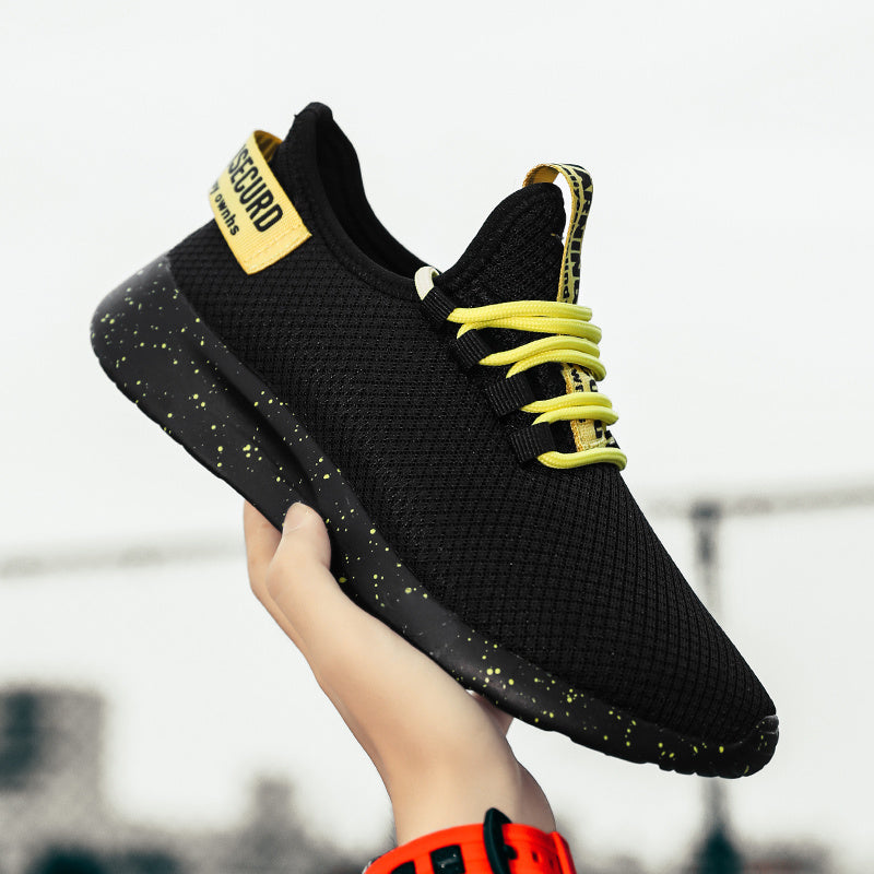 Men's Knit Letter Print Running Sneakers Soft Anti-skid Shoes