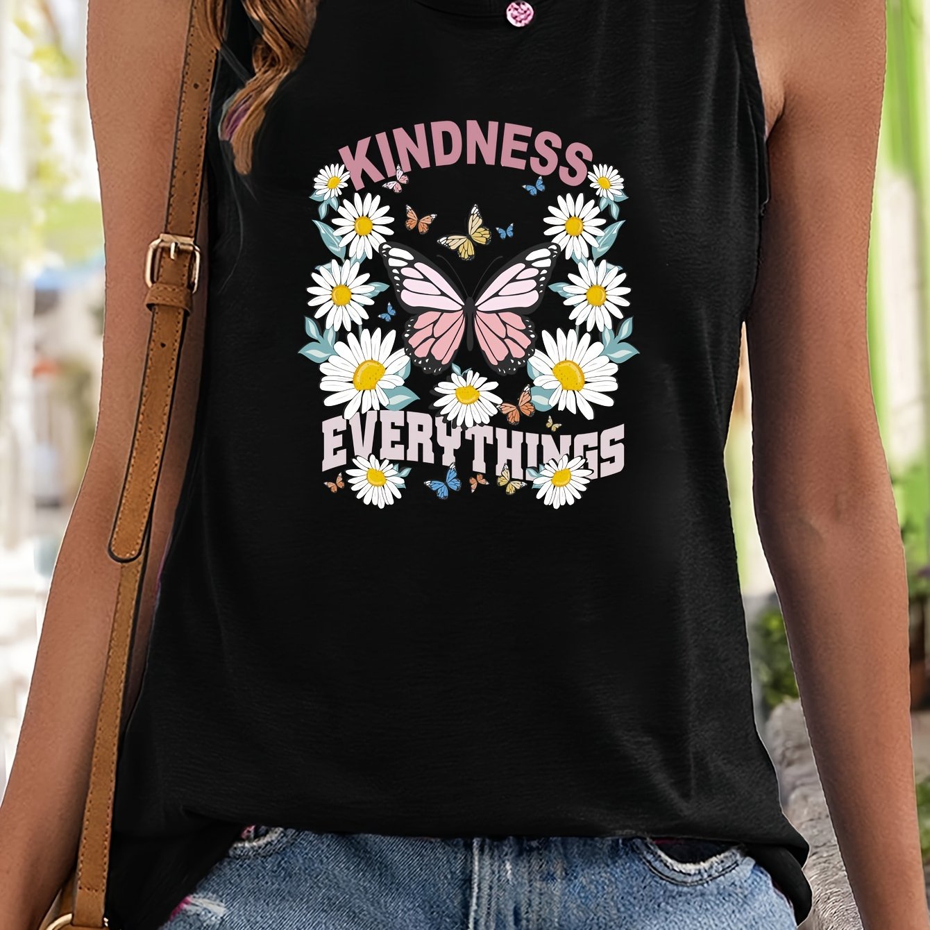 Butterfly & Floral Pattern Sports Vest Sleeveless Top