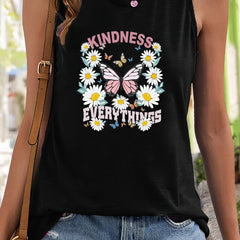 Butterfly & Floral Pattern Sports Vest Sleeveless Top