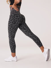 Leopard Print Yoga Leggings, Stretchy Workout Pants for Gym