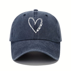Butterfly Heart Print Baseball Cap Washed Distressed Adjustable Sports Sun Hats