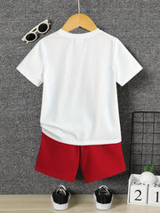 2pcs Boys Energy T shirt & Shorts Kids Summer Clothes Sets