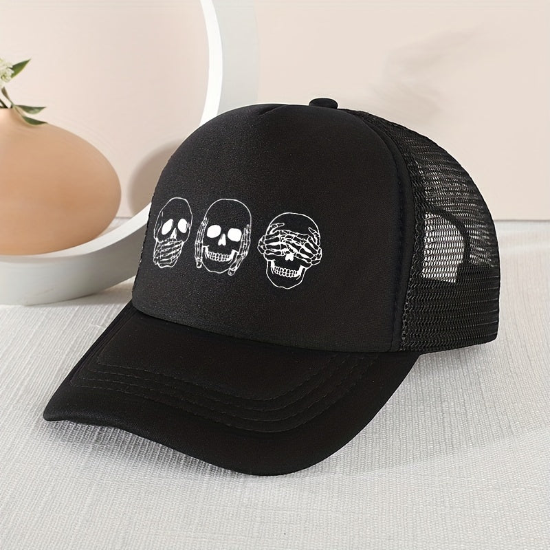 Children's Three Skulls Mesh Baseball Cap Sunshade Breathable Cap ForBoys