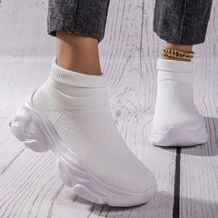 Breathable Running Shoes Slip On Woven Casual Outdoor Sneakers