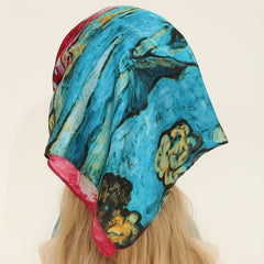 Starry Sky Bandana Red & Oil Painting Shawl Square Scarf Neckerchief