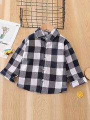 Boys Plaid Long Sleeve Shirt Fall Blouse