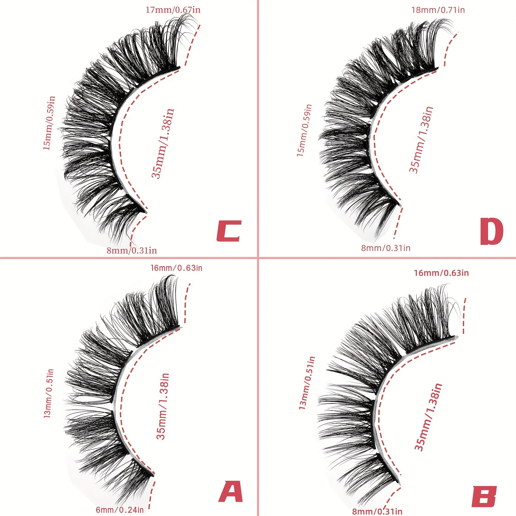 Dramatic Strip Lashes Extensions Wispy 7 Pairs