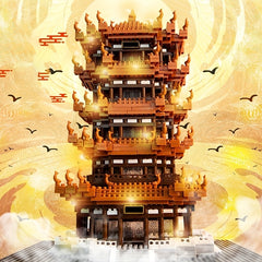Yellow Crane Tower Building Blocks Set - 2100pcs
