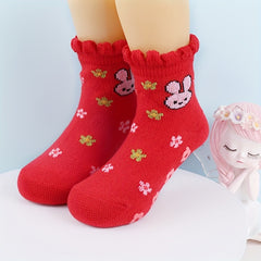 3 Pairs Baby Girls Rabbit Pattern Anti-Skid Socks 0-2 Years