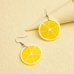 Fruit Dangle Drop Earrings Lemon Lime Orange Acrylic Summer Fun Jewelry