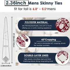 Men's Cotton Floral Neck Tie Skinny Tie for Weddings Groom Groomsmen