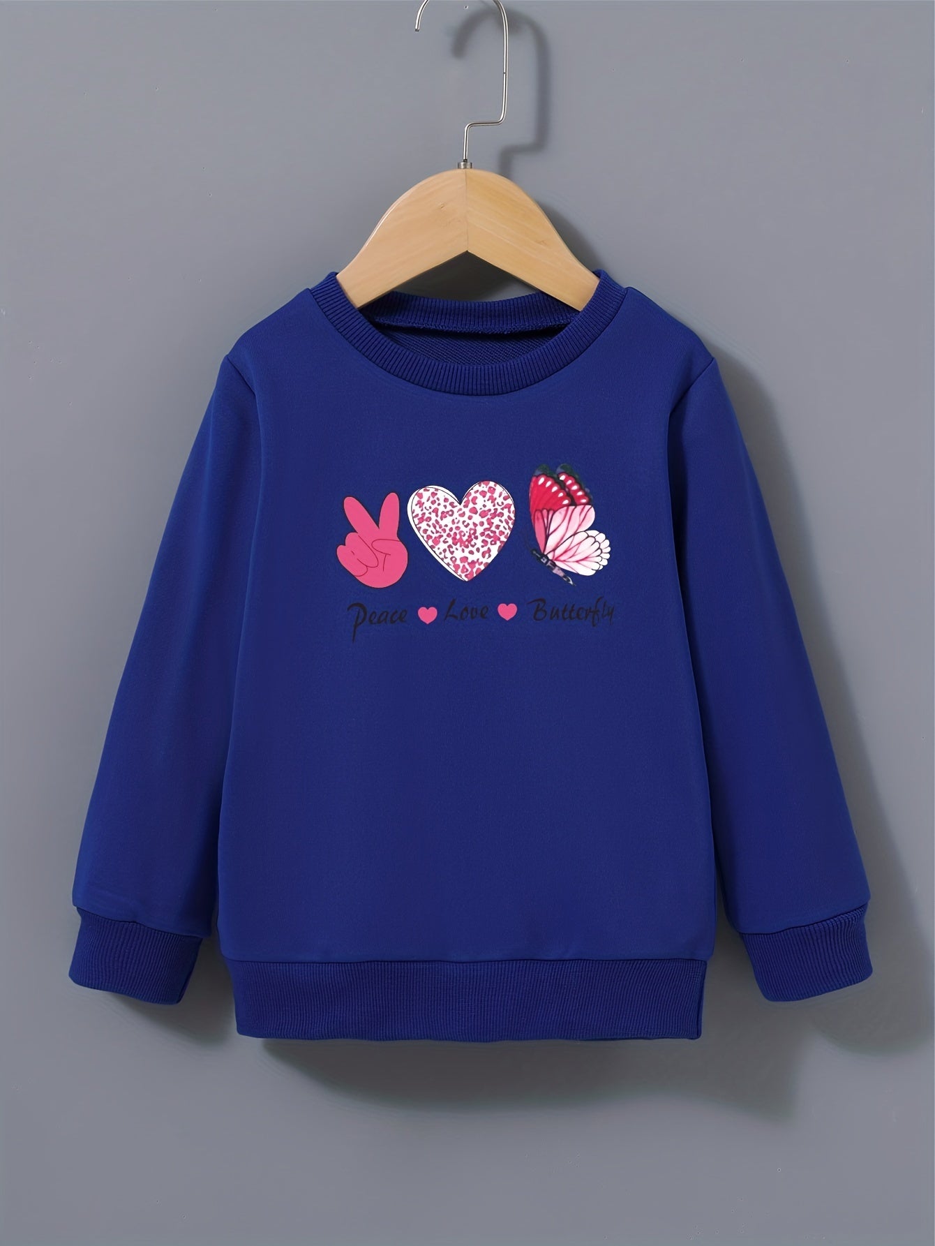 Peace Love Butterfly Girls Sweatshirt Casual Comfort Fit Toddler Tops Pullover