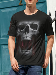 Skull Print Men's Graphic Crew Neck Active T shirt