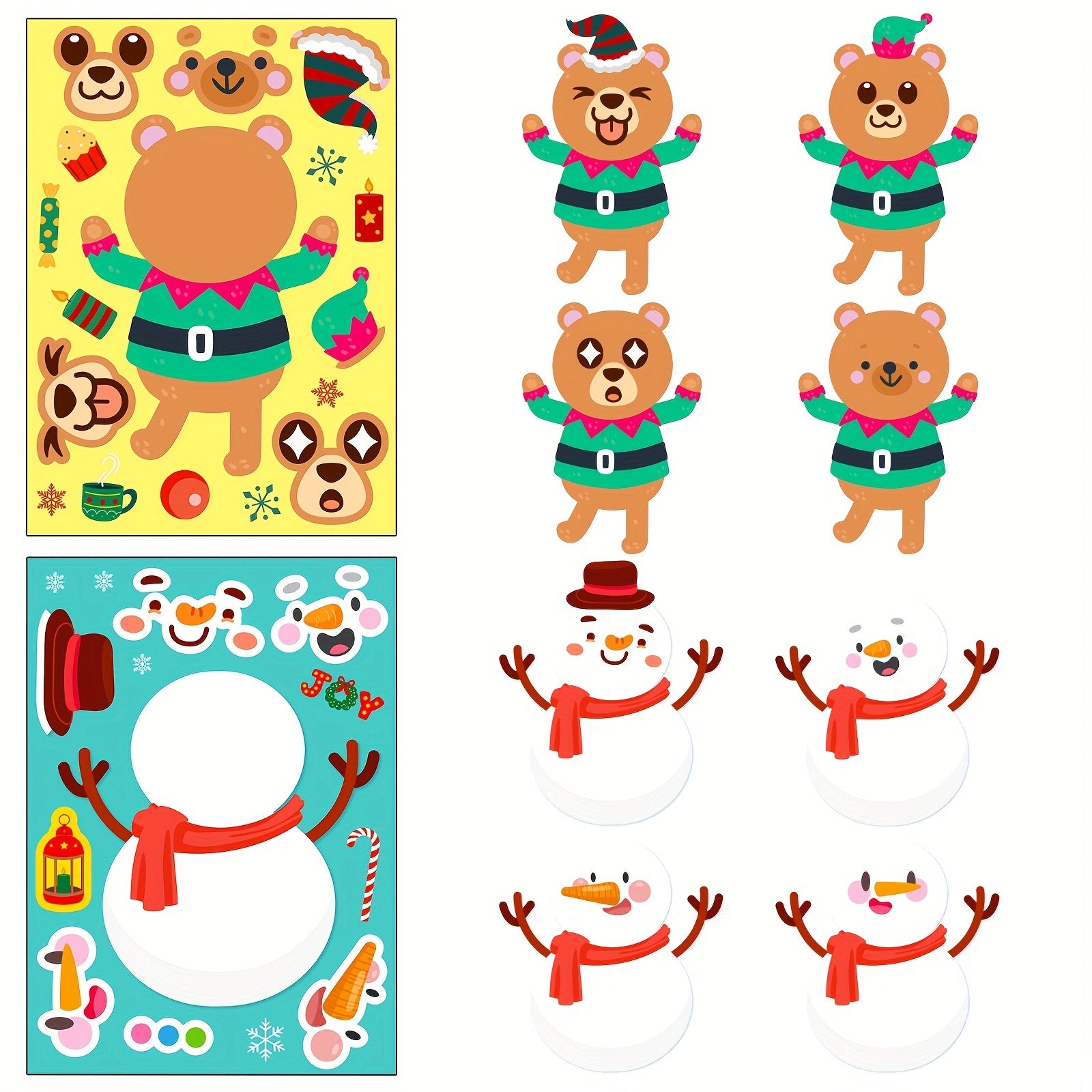 3pcs Christmas Face Changing Stickers Santa Claus DIY Waterproof Stickers