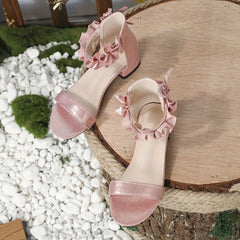 Girls Open Toe Chunky Heeled Sandals Breathable Non-slip Sandals