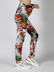 Floral Print Skinny Stretchy Leggings High Waist Yoga Leggings