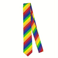 Rainbow Striped Tie Casual Hand Zipper Elastic Necktie For Men