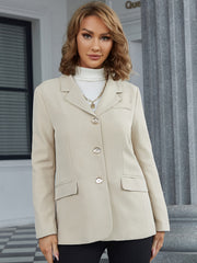 Solid Long Sleeve Blazer Open Front Lapel Blazer & Stylish Tops