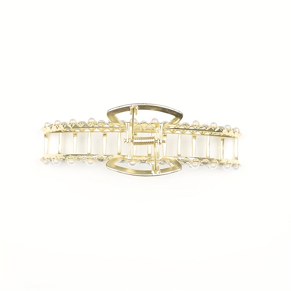 Moon Rhinestone Faux Pearl Hair Clips Claw Ponytail Buckle
