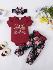 Baby Girls Cotton Romper Floral Pants Headband
