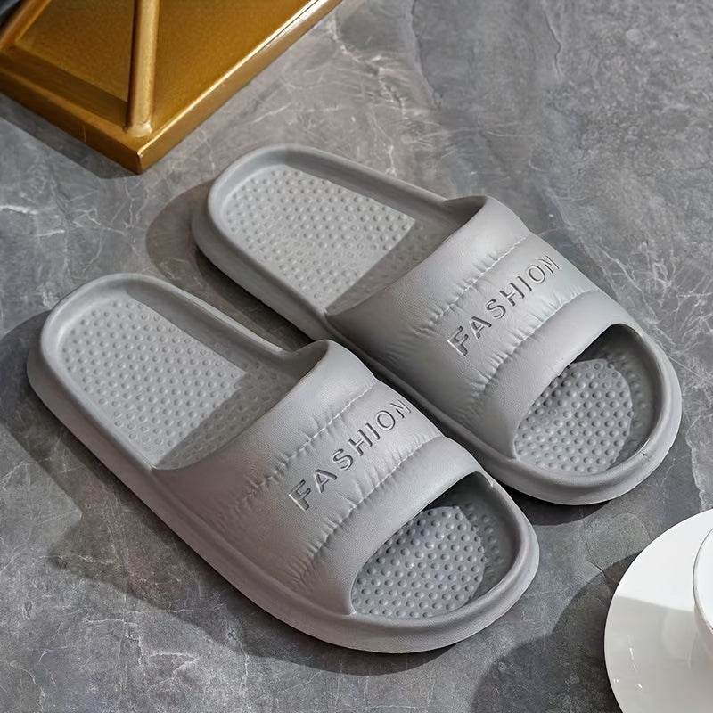 Men's Embossed Letter Slides Non Slip Slippers