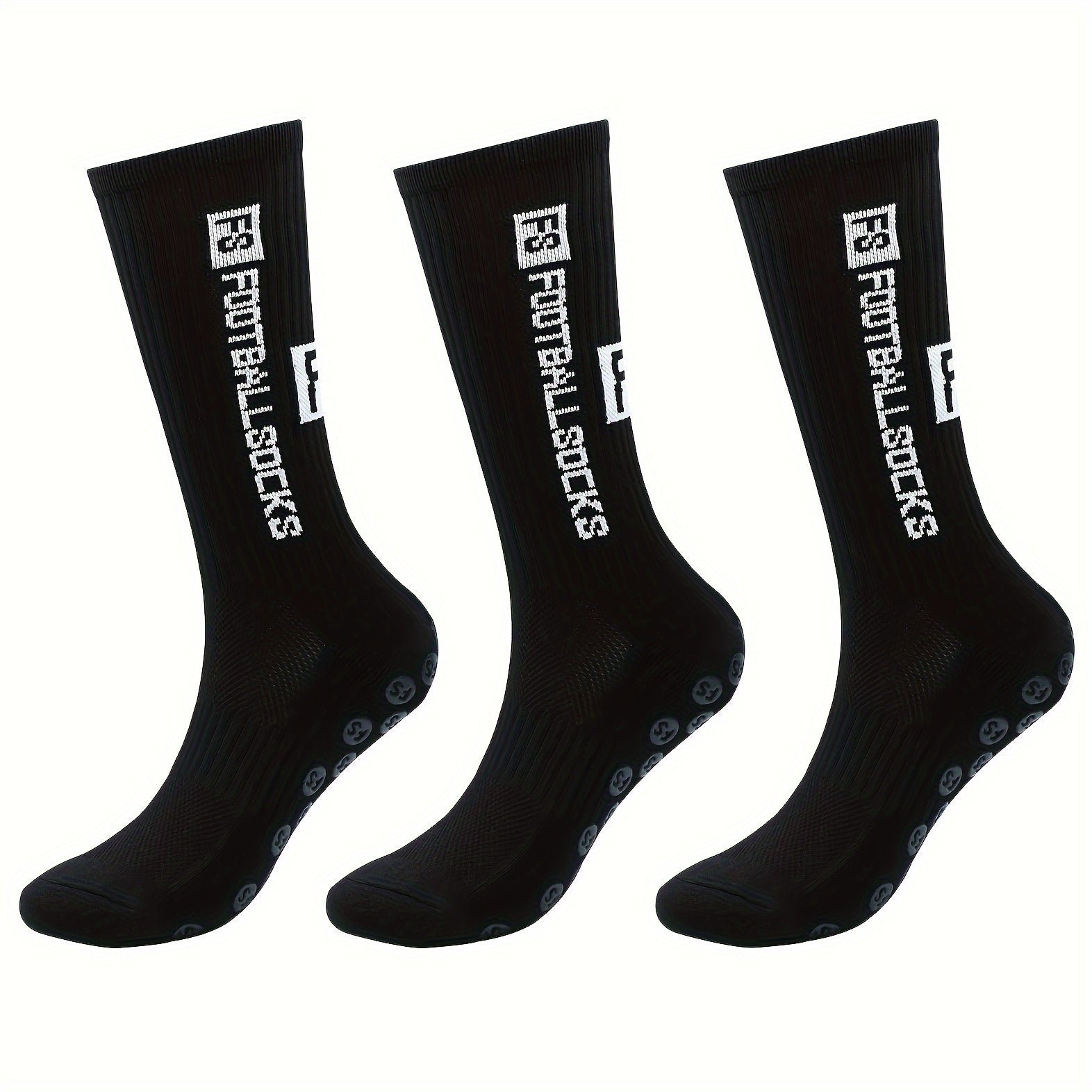 3 Pairs Silicone Dots Non Slip Football Socks Crew Socks for Soccer Running