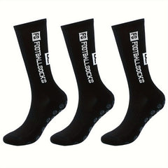 3 Pairs Silicone Dots Non Slip Football Socks Crew Socks for Soccer Running