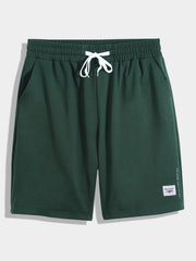 Men's Casual Green Stretch Knitted Cotton Shorts for Summer