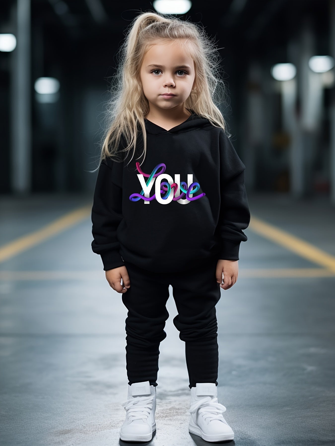OERYUI 2pcs YOU Letter Print Hoodies Pants Set Boys Girls Spring Fall