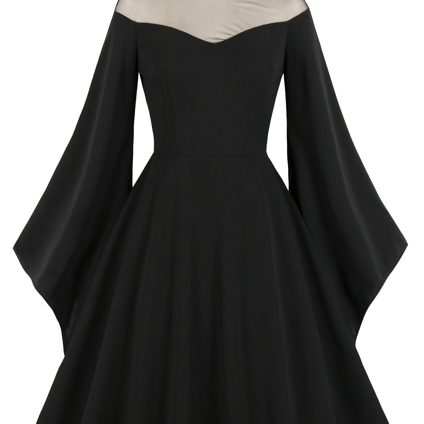 Gothic Dress Mesh Bell Sleeve Swing Party Dress