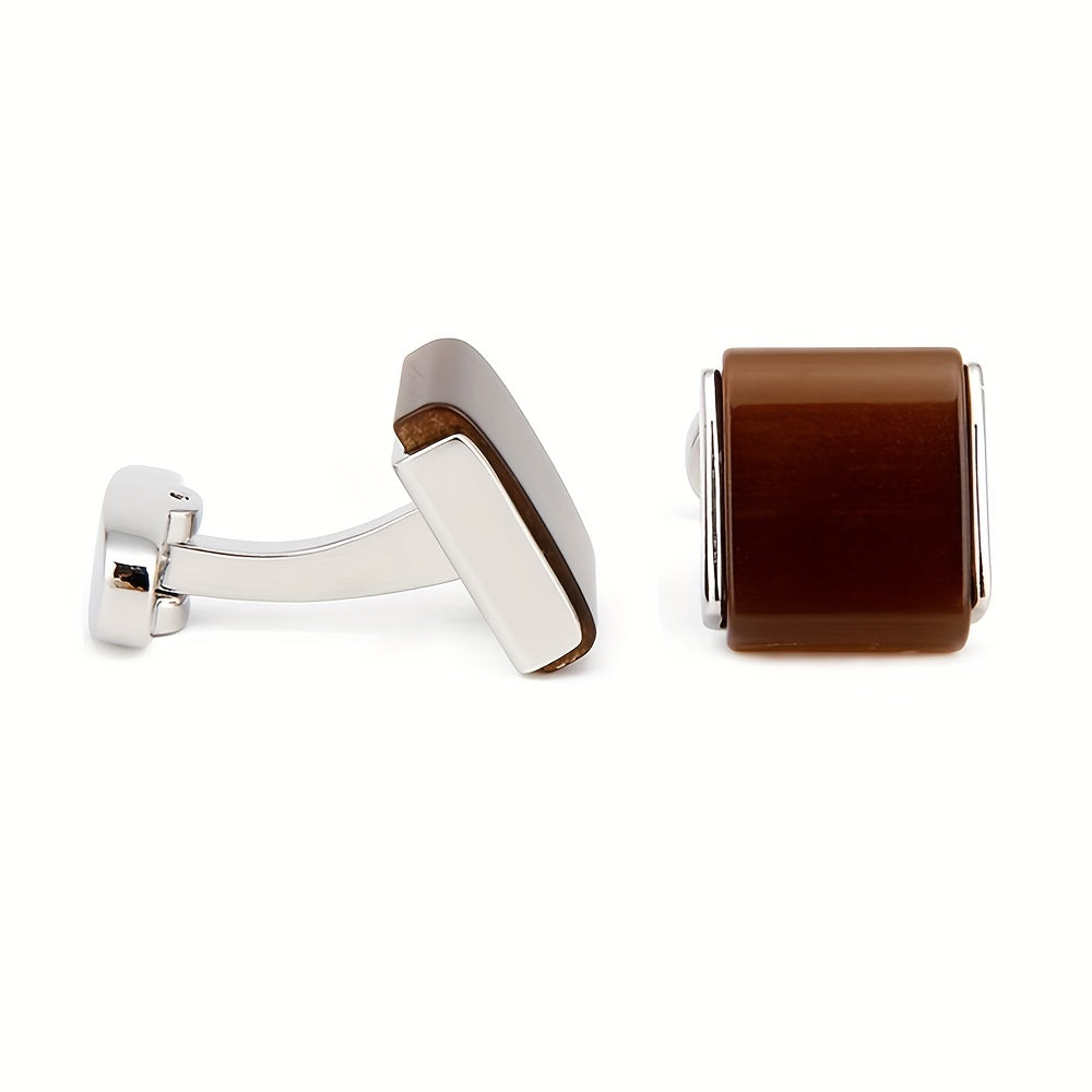 Cat Eye Stone Square Men's Dress Shirt Cufflinks