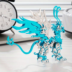 MOKR 3D Metal Dragon Puzzle Educational DIY Jigsaw Model in Silver Green Gold