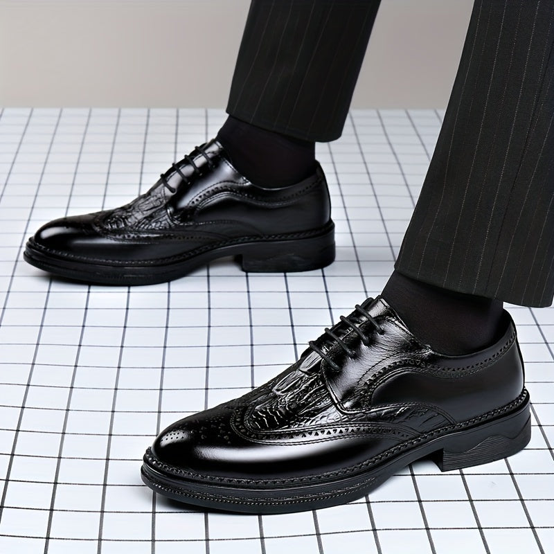Men's Brogue Carved Derby Shoes Pointed Toe Oxfords
