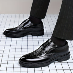 Men's Brogue Carved Derby Shoes Pointed Toe Oxfords