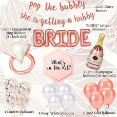 Bachelorette Party Decorations Kit Bride Balloons Banner Ring & Champagne