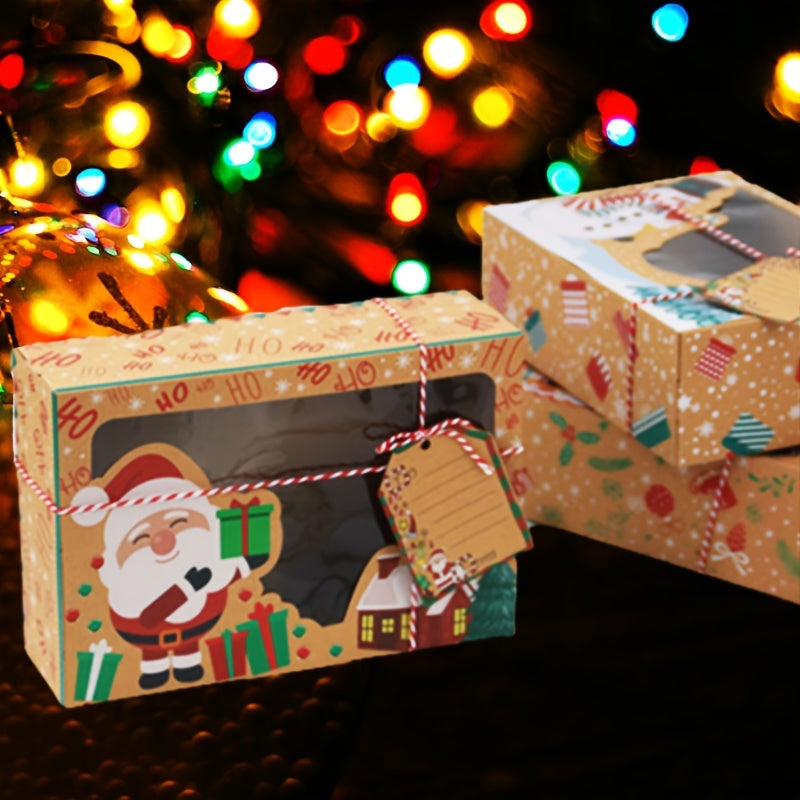 3pcs Christmas Print Packing Box Christmas Cookie Boxes For Gift Giving