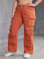 Wide Leg Cargo Jeans with Pockets