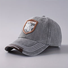 Unisex Sunshade Denim Baseball Cap with Letter Embroidery