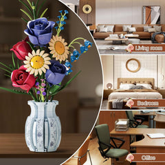 Flowers Bouquet Building Set Artificial Decor for Home Office