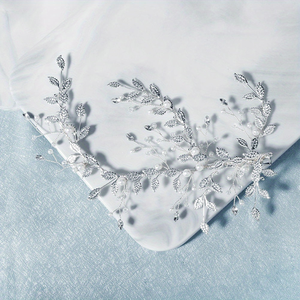 Leaf & Faux Pearl Hair Clip Bridal Wedding Headwear Hair Styling Accessory