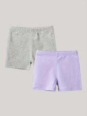 2pcs Girls Classic Elastic Waist Shorts Leggings for Spring Summer