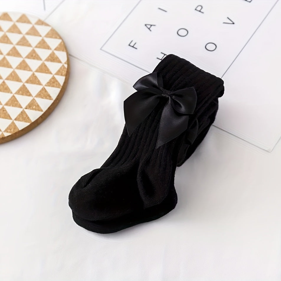 3 Pairs Baby Girls Bowknot Leggings Pantyhose, Comfy Dance Socks