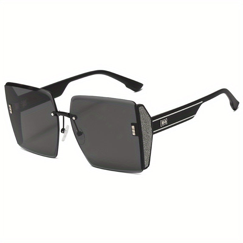Gradient Oversized Rimless Sunglasses Retro Style Outdoor Glasses