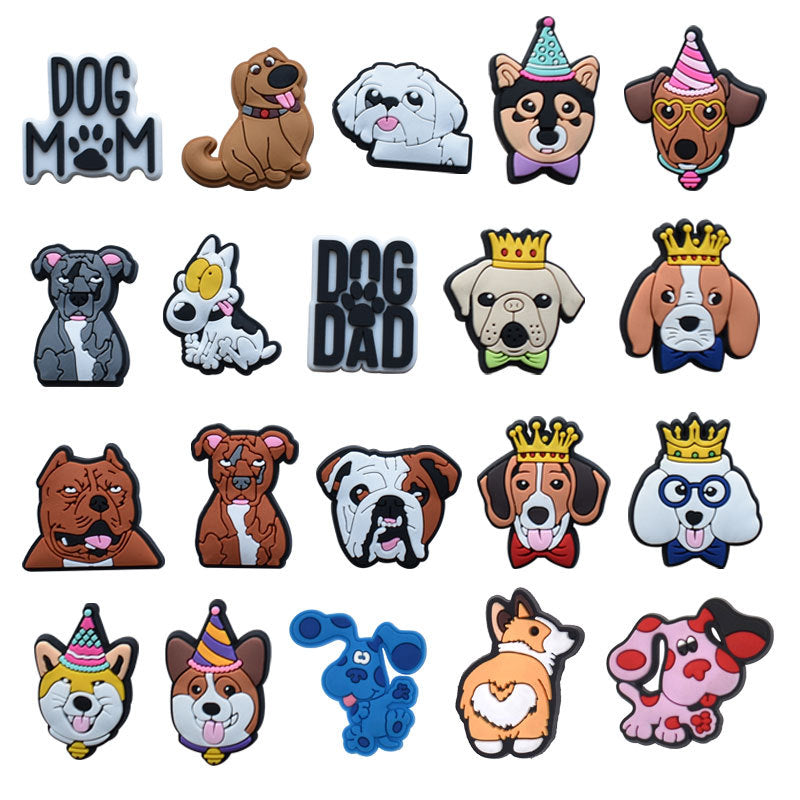 20pcs Dog Shoe Charms for Clogs Jibtz Bubble Slides Sandals PVC Accessories