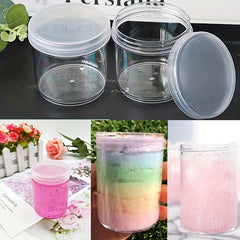 10 Clear Plastic Jars with Lids Slime Storage Craft Organizer