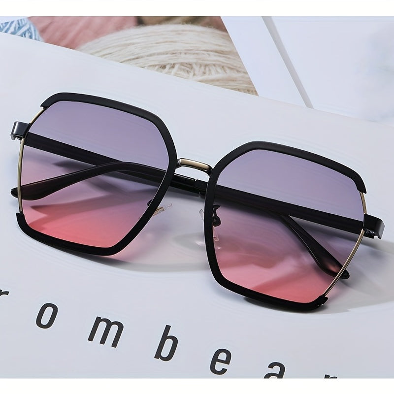 Retro Metal Sunglasses Large Semi Rimless Gradient Glasses UV400