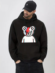 Cartoon Bear Print Hoodie for Men