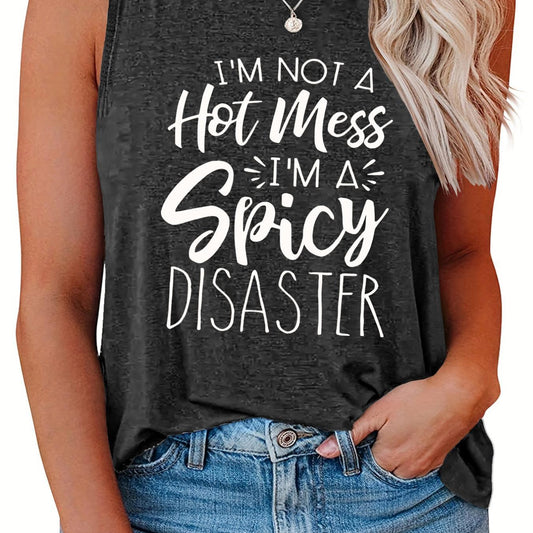 Women's Letter Print Tank Top Round Neck