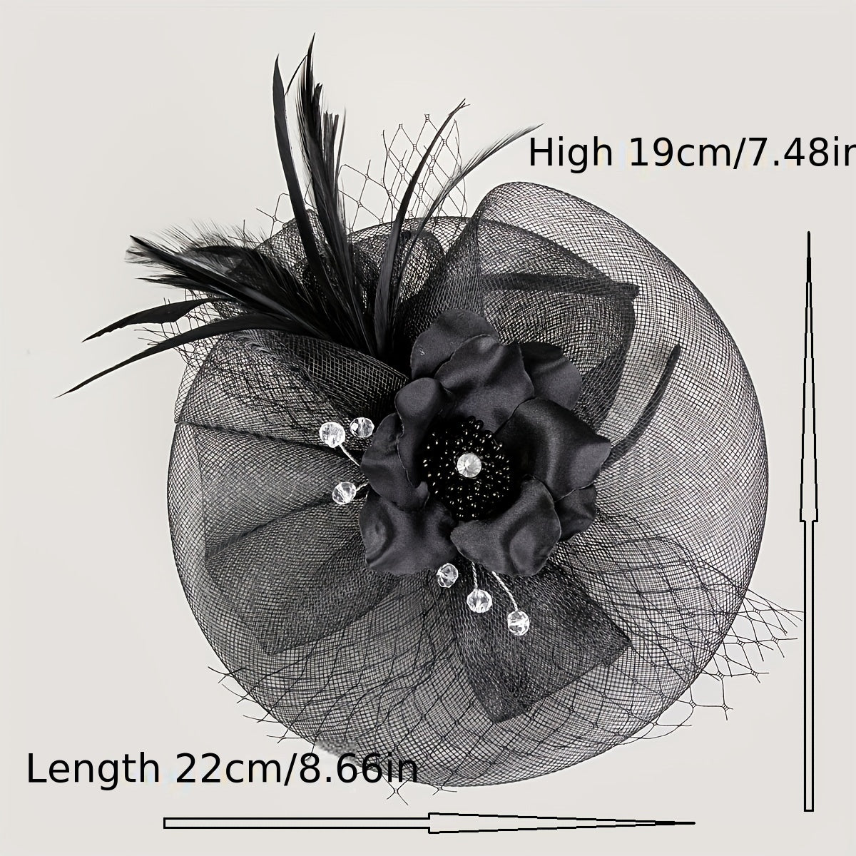 Mesh Flower Feather Fascinator Headpiece Tea Party Wedding Hat with Headband