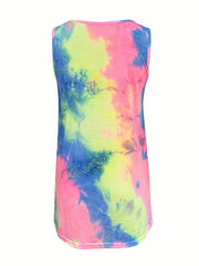 Tie Dye Print Tank Top Summer Sleeveless Top Women's Clothing